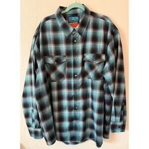 DIXXON Flannel Co Pensacola Long Sleeve Turquoise and Black 4X Button Up